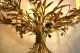 Elegant Italian Gold - Leaf Tole Chandelier Handpainted Gilt Metal Flowers 1950 ' S Toleware photo 2