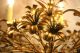 Elegant Italian Gold - Leaf Tole Chandelier Handpainted Gilt Metal Flowers 1950 ' S Toleware photo 4