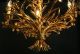 Elegant Italian Gold - Leaf Tole Chandelier Handpainted Gilt Metal Flowers 1950 ' S Toleware photo 8