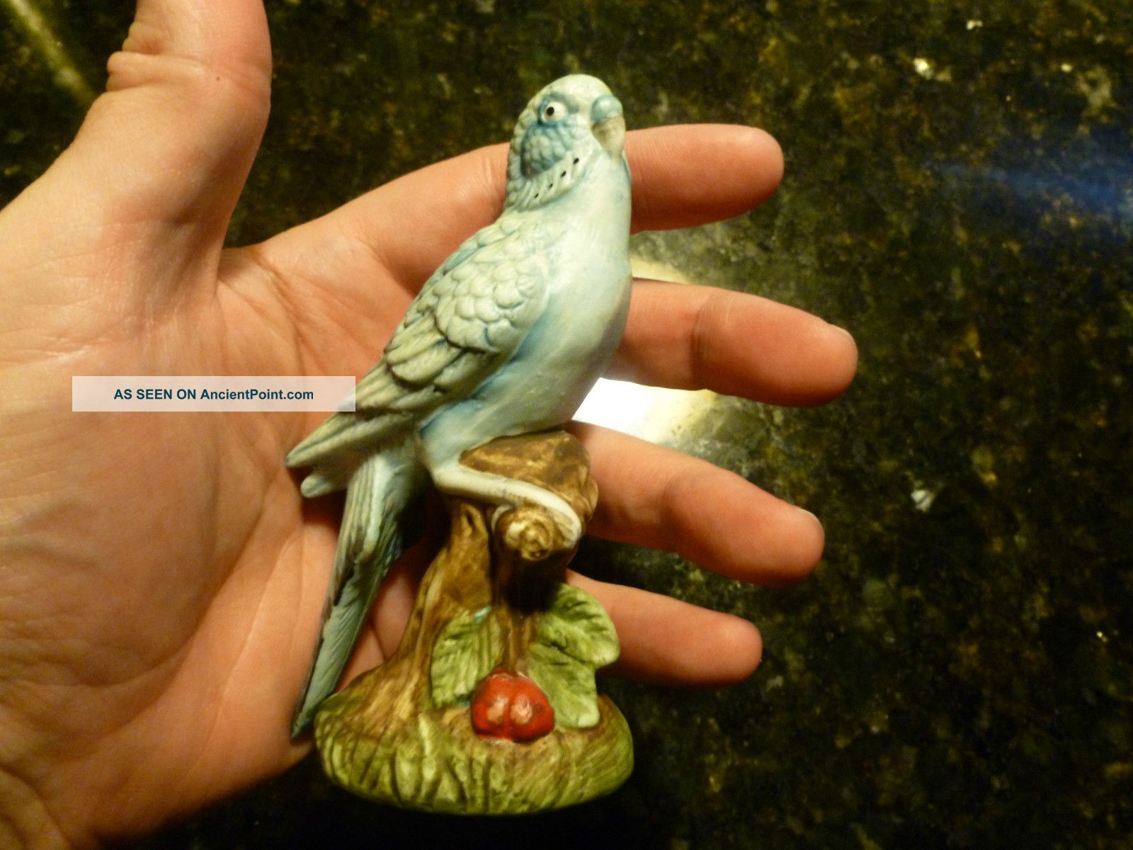 Life Size Blue Parakeet Figurine - Porcelain ? - Great Detailing - Cute Figurines photo