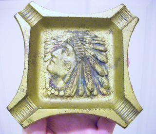 Cast Iron Gold - Tone American Indian Chief Head Dress 
