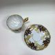 Antique Iridescent Footed Tea Cup And Saucer Floral Fall Colors Cups & Saucers photo 2