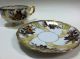 Antique Iridescent Footed Tea Cup And Saucer Floral Fall Colors Cups & Saucers photo 6
