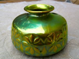 Charming Zsolnay Eosin Vase - Hand - Painted - Made In Hungary photo