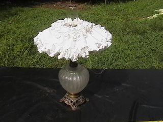 Vintage Glass Lamp With Cloth Shade photo