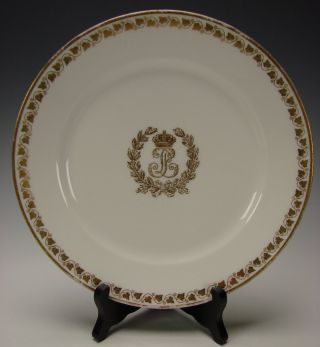 Antique French Sevres King Louis Philippe Porcelain China Armorial Service Plate photo