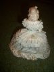 Antique Royal Crown 1886 Italy Porcelain Lace Figurine Large Woman Flowers Figurines photo 4