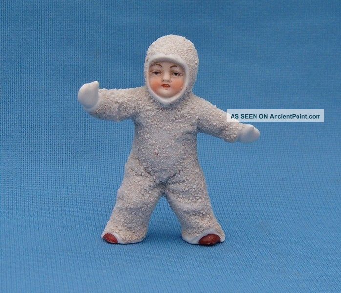 Cute Snow Baby German Bisque Porcelain Piano Baby Figurine Figurines photo