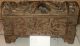 Antique Carved Wood Box Flamingo Bird Hinged Hinges Leaves 11  X 18  Square Boxes photo 1
