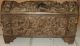 Antique Carved Wood Box Flamingo Bird Hinged Hinges Leaves 11  X 18  Square Boxes photo 3