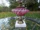 Vintage Fenton Pink Opalescent Hurricane Lamp - Handpainted Milkglass Shade Lamps photo 2