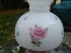 Vintage Fenton Pink Opalescent Hurricane Lamp - Handpainted Milkglass Shade Lamps photo 3