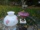Vintage Fenton Pink Opalescent Hurricane Lamp - Handpainted Milkglass Shade Lamps photo 7