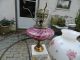 Vintage Fenton Pink Opalescent Hurricane Lamp - Handpainted Milkglass Shade Lamps photo 8