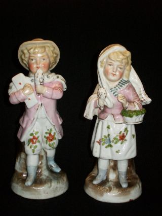 Antique German Porcelain Conta Boehme Boy & Girl Figurine Figures photo