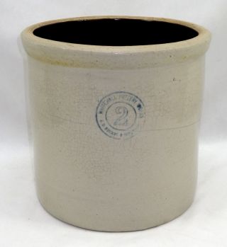 White Hall Pottery Works Ad Ruckel & Son Prop 2 Illinois Stoneware Crock Jar photo
