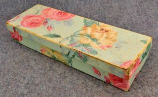 Antique Wall Paper Box Cardboard Hand Made photo