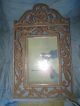 Antique Cast Iron Decorative Ornate Scrolled Wall Mirror Hanging Vintage Mirrors photo 10
