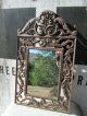 Antique Cast Iron Decorative Ornate Scrolled Wall Mirror Hanging Vintage Mirrors photo 2