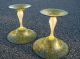 2 - Murano Art Glass Bowl Compote Sculpture Stemware By Salviati & Co.  Gold Flake Vases photo 9