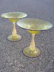 2 - Murano Art Glass Bowl Compote Sculpture Stemware By Salviati & Co.  Gold Flake Vases photo 1