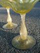 2 - Murano Art Glass Bowl Compote Sculpture Stemware By Salviati & Co.  Gold Flake Vases photo 5