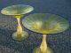 2 - Murano Art Glass Bowl Compote Sculpture Stemware By Salviati & Co.  Gold Flake Vases photo 6