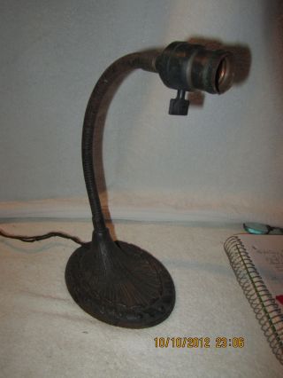 Antique Flex Goose Neck Cast Iron Base Desk Lamp - Industrial & Bakelite Switch photo