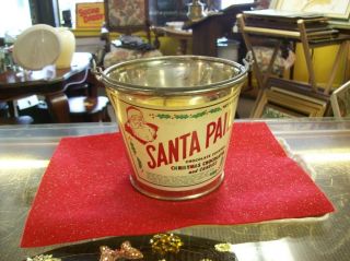 Vintage Advertising Christmas Metal Santa Pail photo