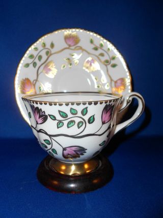 Royal Chelsea Pink Floral Gold Gilded Cup & Saucer Lovely photo