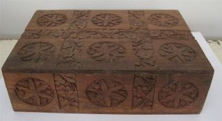 Antique Israeli Tribal Hand Carved Olivewood Wedding Jewelry Box - Yale 1936 photo