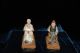 Vintage Pair Hand Painted Carved Wood Old Men And Woman Figurines Carved Figures photo 3