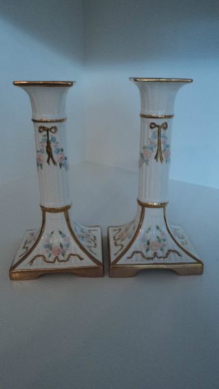 Art Deco Hallmarked German Candle Sticks Hand Painted Numbered And Signed photo