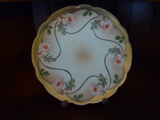 Lovely Antique Mz Austria Floral Plate - Green Mark,  1891 - 1917 photo