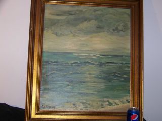 Amazing Early Gallery Quality Seascape Oil On Canvas Painting photo