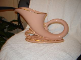 Two Horn Of Plenty Shaped Vases From 50th Pink With 14k Gold Trim photo