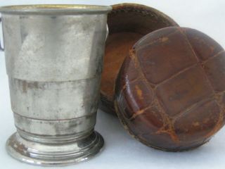 Liquor Cup And Alligator Style Leather Case From Civil War Era photo