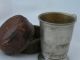 Liquor Cup And Alligator Style Leather Case From Civil War Era Metalware photo 4