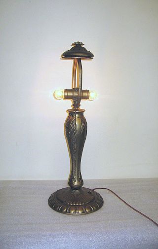 Antique Phoenix Slag Glass Lamp Base - Reverse Painted Lamp Base photo