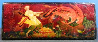 Russian Hand Painted Lacquered Trinket Box Signed And Dated photo
