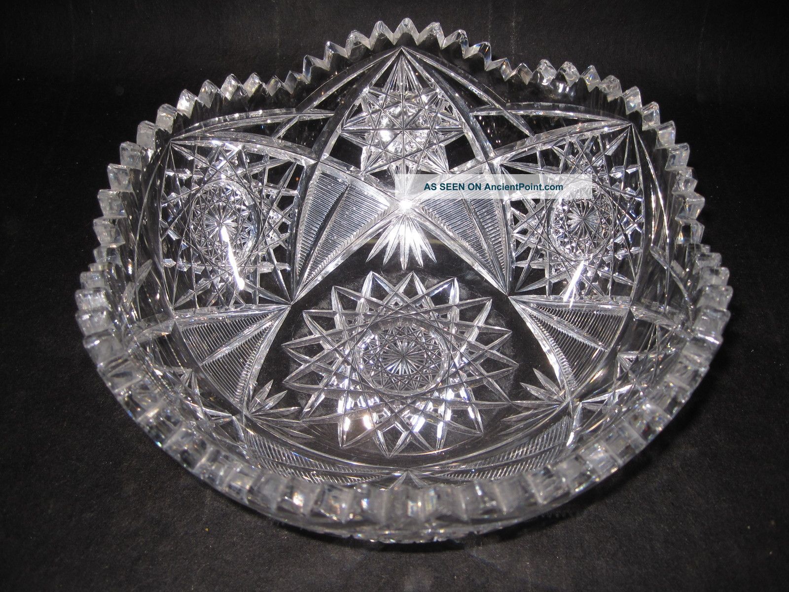 Antique Abp Cut Glass Bowl 9 " X 4 "