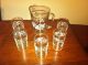 Antique Pitcher And 5 Juice Glasses With Grapevine Design And Gold Trim Pitchers photo 1
