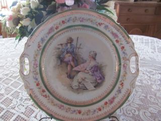 Antique Plate Of Victorian Couple Enjoying The Music Of The Flute photo