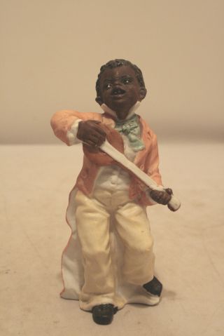 Early Porcelain Huebach Figure African American Boy Playing Banjo 4.  25 