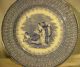 Blue & White Transfer Plate Man,  Woman & Dogs Circa 1850 Plates & Chargers photo 1