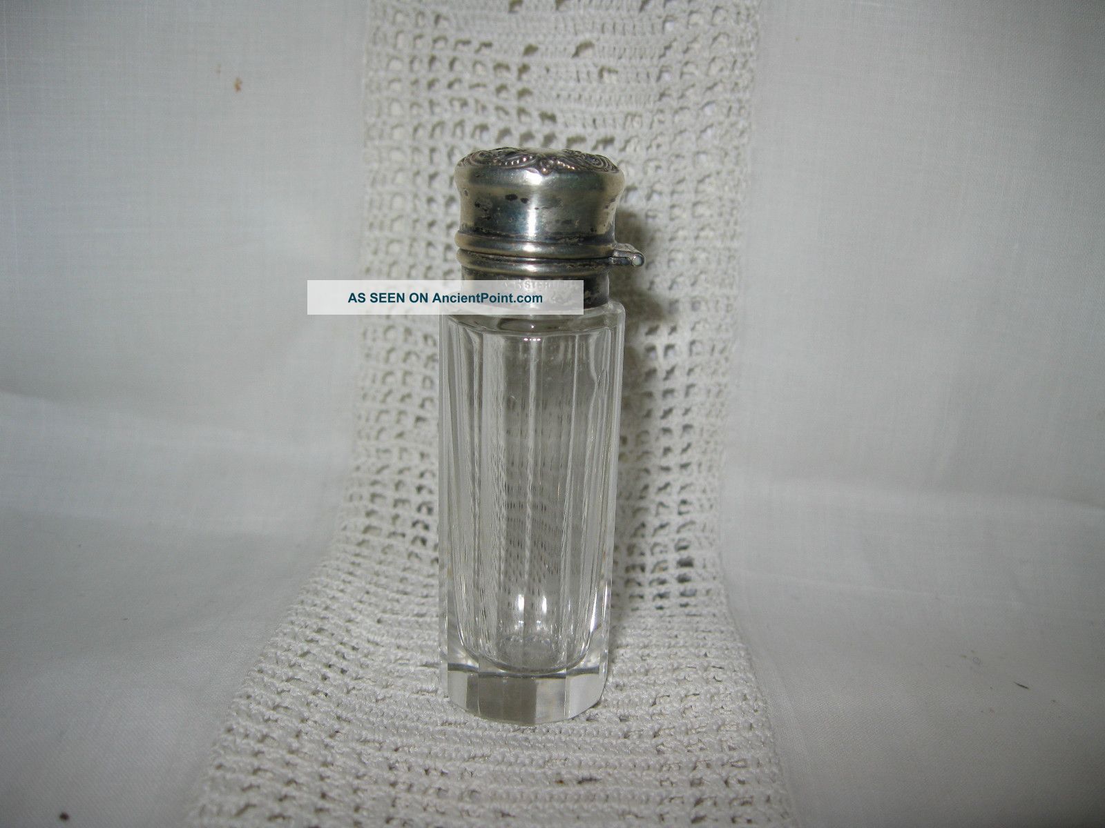 Antique Small Perfume Take Along Crystal Bottle With Sterling Top F & B Perfume Bottles photo