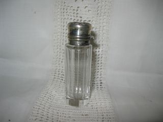 Antique Small Perfume Take Along Crystal Bottle With Sterling Top F & B photo