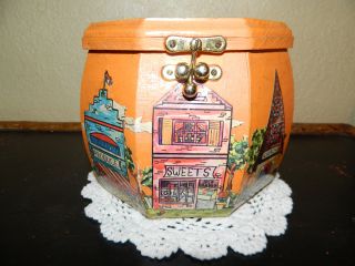 Estate Sale,  Vintage Handcrafted Wooden Tea Caddy / Canister photo