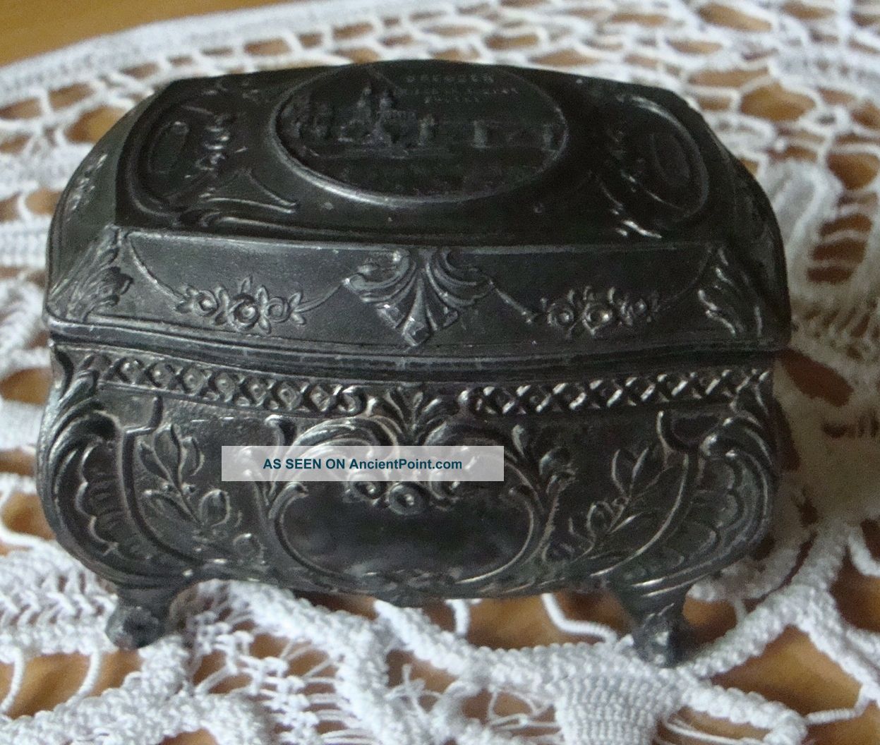 Old Dresden: Friedrich August Brucke Metal Box Bullet Shot In Ww2 Metalware photo
