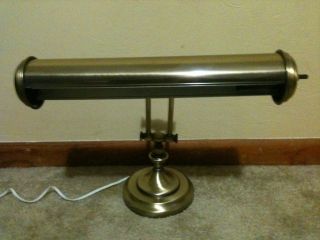 Vintage Adjustable Brass Piano Bankers Table Desk Lamp Light Adjustable Works photo
